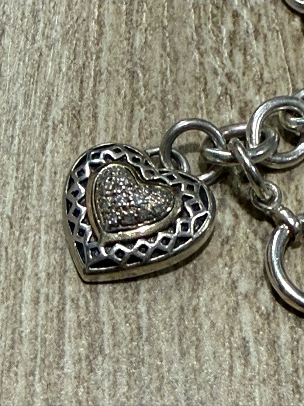 Judith Jack Heart Toggle Bracelet 925 Sterling Silver Diamond 14K Gold Vintage